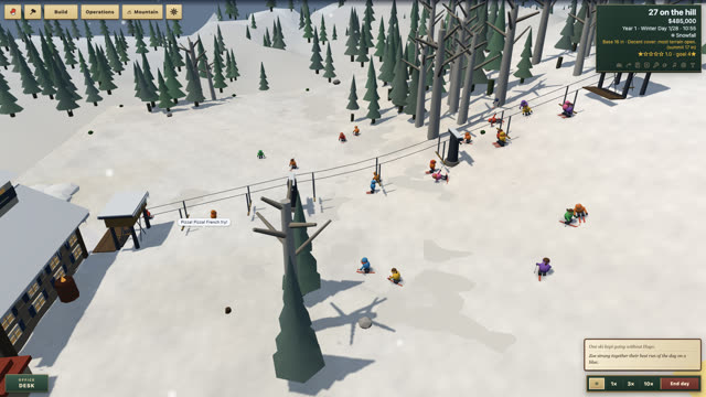 Skiers riding the first chairlift and skiing at Boston Hill